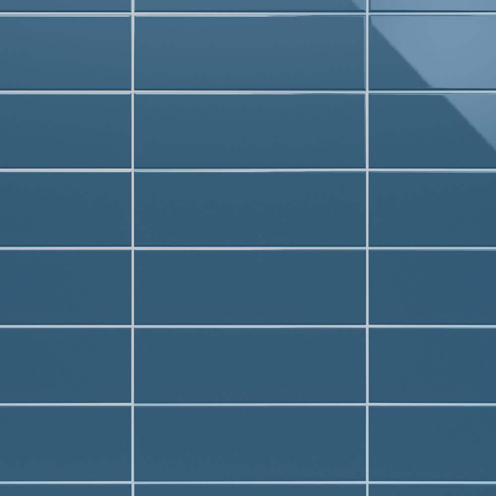 Abbey Road 4 x 12 Blue Polished Porcelain Subway Tile