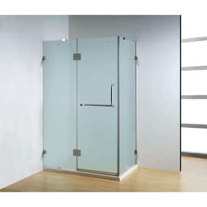 47 in. x 35 in. x 79 in. Frameless Neo-Angle Hinged Shower Door in Chrome with Handle