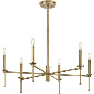 Elara 30 in. 4-Light for Dining Room Vintage Brass New Traditional Chandelier Light for Dining Room