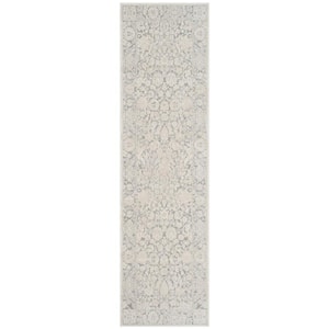Reflection Light Gray/Cream 2 ft. x 6 ft. Floral Distressed Runner Rug