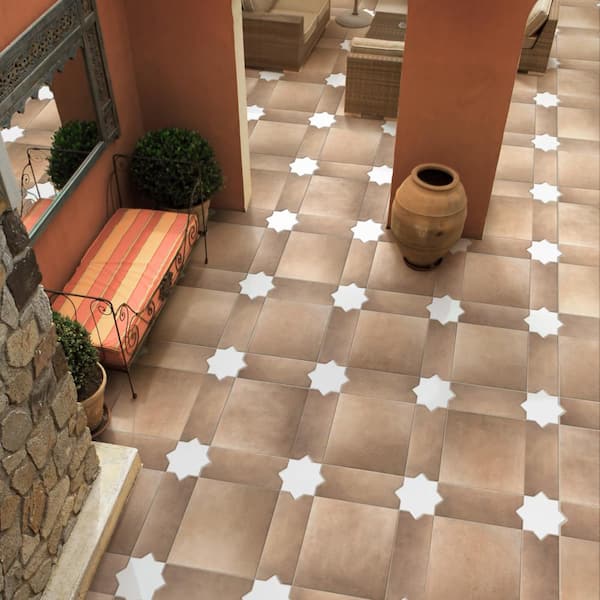 ミラカール Merola Floor Porcelain in. 17-5/8 x in. 17-5/8 Ferrara Argile Tile ボディ・フェイスケア