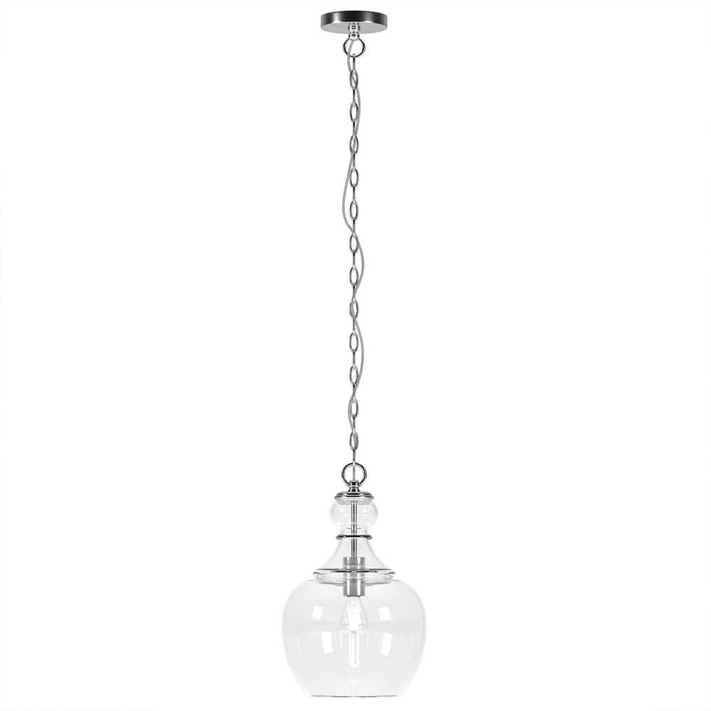 Verona Brushed Nickel Clear Glass Gourd Shape Pendant Light