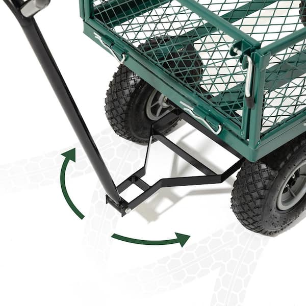 Glitzhome 4 cu. ft. Heavy-Duty Black Steel Utility Garden Cart 2003400002 -  The Home Depot