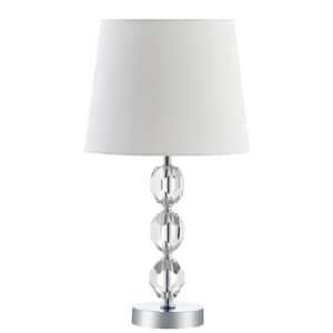 Brockton 18.5 in. Clear/Chrome Crystal Sphere Table Lamp with White Shade