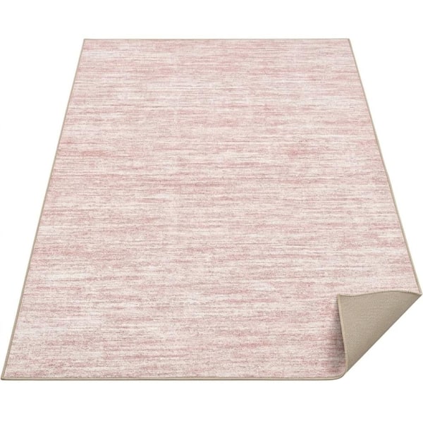 5'x7' Washable Vintage Pink Non-Slip Area Rug, Neutral Indoor Carpet