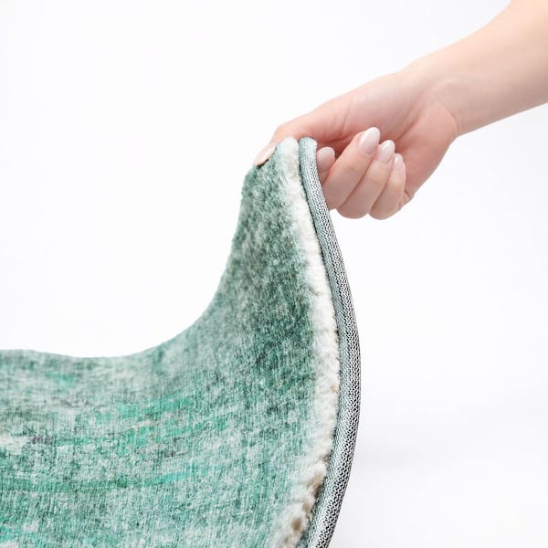 Dream Shag Premium Machine Washable Abstract ADS655 Teal 9 ft. x 12 ft. Area Rug