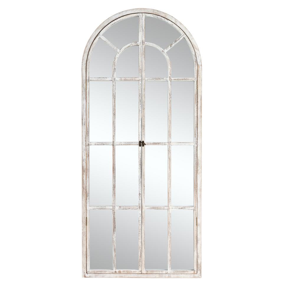 Farmhouse 31.5 in. W x 70.9 in. H Arched Wood Framed Full Length Mirror Wit