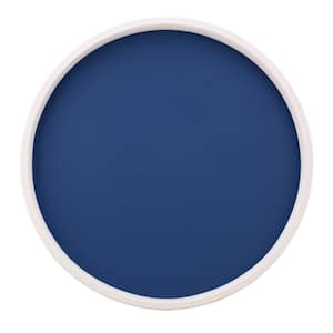 RAINBOW 14 in. W x 1.3 in. H x 14 in. D Round Royal Blue Leatherette Serving Tray