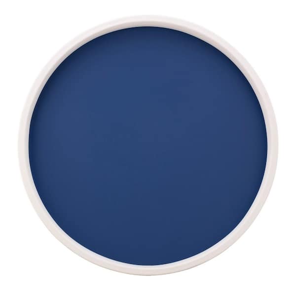 Kraftware RAINBOW 14 in. W x 1.3 in. H x 14 in. D Round Royal Blue Leatherette Serving Tray