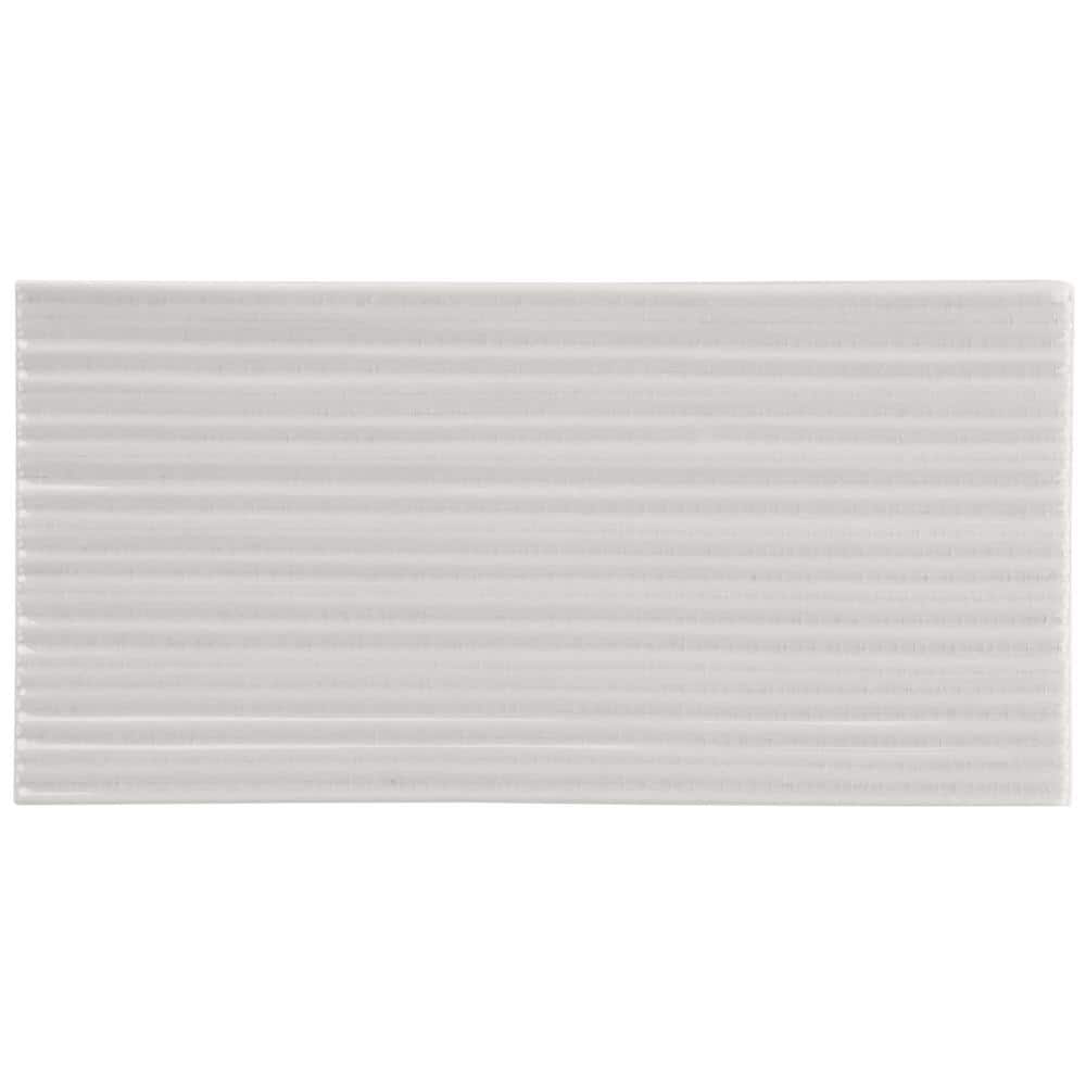 Delphi Blanco White 4.33 in. x 0.51 in. Polished Glass Fluted Subway Wall Tile Sample price history on PriceWatchPro