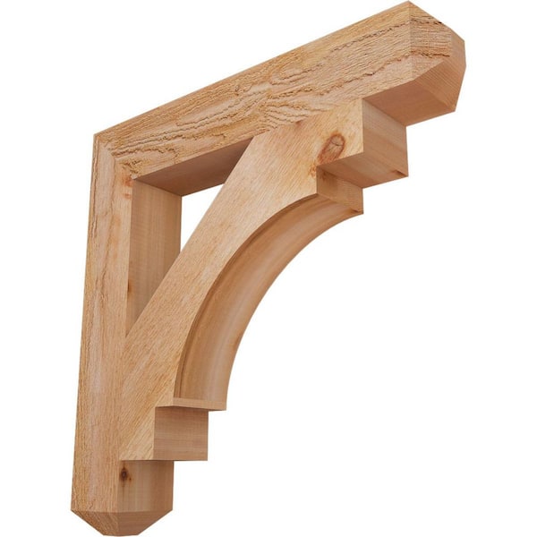 4 in. x 24 in. x 24 in. Western Red Cedar Merced Craftsman Rough Sawn Bracket