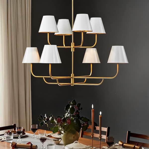 ホワイトシャンデリア Rennnsan Amelia 8-Light Modern White 2-Tiered Luxury