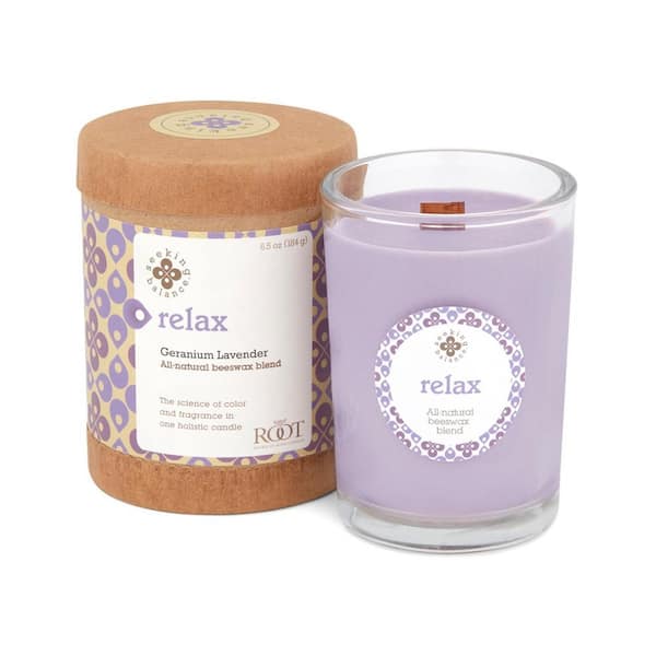 ROOT CANDLES Seeking Balance Relax Geranium Lavender Scented Spa Candle