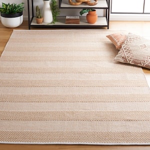 Striped Kilim Ivory Gold Doormat 3 ft. x 5 ft. Plaid Area Rug