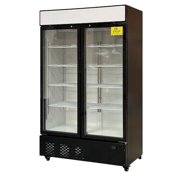 48 in. W 34 cu. ft. Commercial Upright Display Refrigerator with 2 Swing Glass Door Beverage Cooler in Black