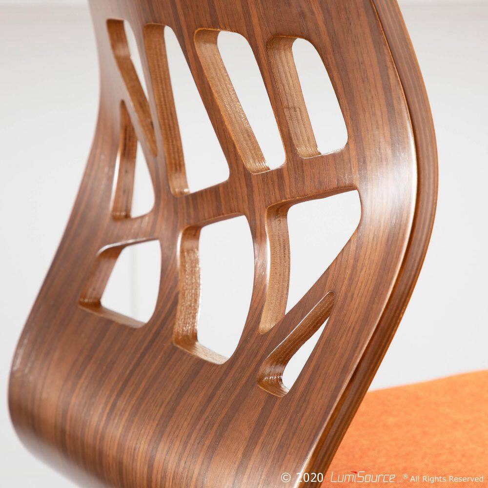 Folia Mid-Century Swivel Counter Stool Set in Orange, Walnut, and Black