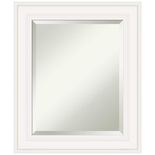 Amanti Art Ridge White 21.5 in. W x 25.5 in. H Framed Beveled Bathroom Vanity Mirror in White