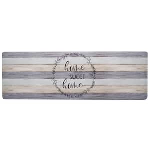 Cozy Living Home Sweet Home Modern Farmhouse Grey 17.5 in. x 55 in. Anti Fatigue Kitchen Mat
