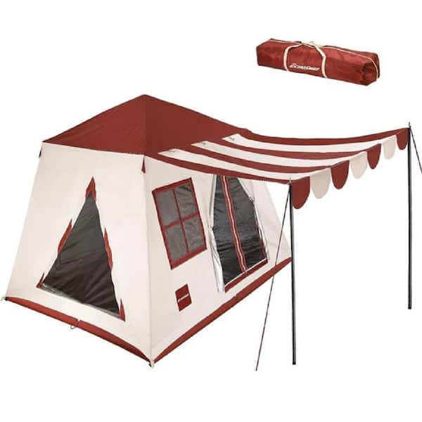 Unbranded Retro Pop Up 5-Person Dome Tent with Opening Umbrella Tent, Fiberglass Pole, 2-Doors with Double Panel & 4 Mesh Windows