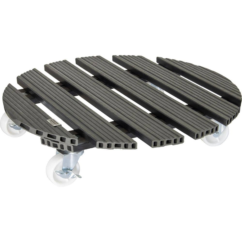 20" Gray Round Wood Plastic Composite Plant Caddy