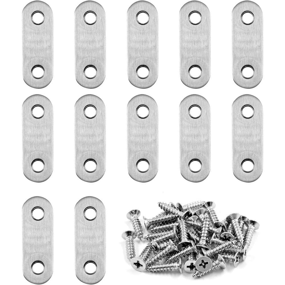 1.9 x 0.6 Inch Stainless Steel Straight Brackets Nail Plate with Screws 12 Pack for Wood Furniture Repair price history on PriceWatchPro