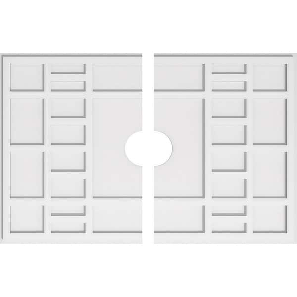 Ekena Millwork 40 in. W x 26-5/8 in. H x 5 in. ID x 1 in. P Beaux Architectural Grade PVC Contemporary Ceiling Medallion (2-Piece)