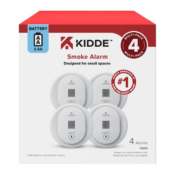 Compact 4 in. Battery Powered Smoke Detector with Photoelectric Sensor (4-Pack) 21031438
