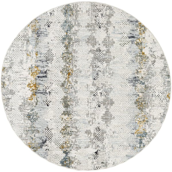 Livabliss Dresden Gray Modern 5 ft. Round ft. Indoor Area Rug
