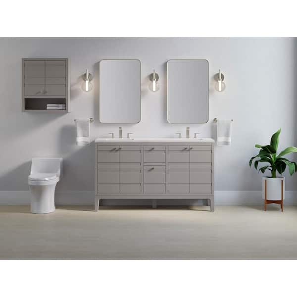 KOHLER Helst 60 in. W x 18 in. D x 36 in. H Double Sink Freestanding Bath Vanity in Mohair Grey with Quartz Top