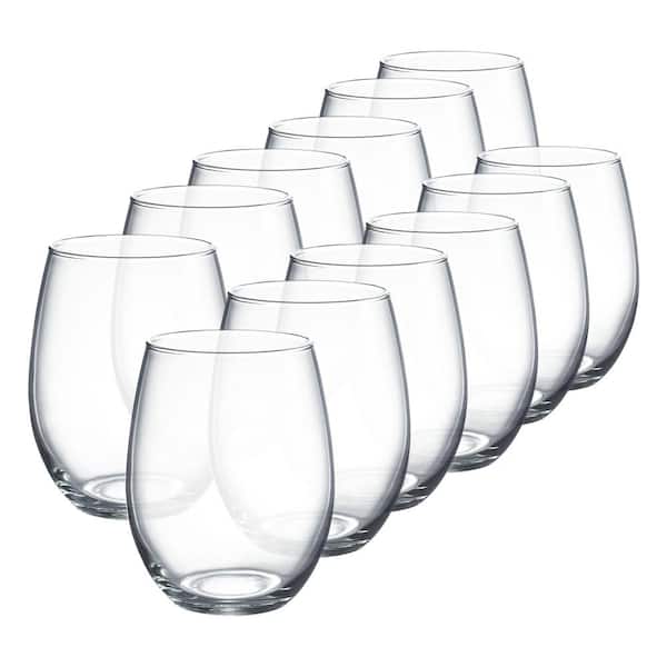 Circle Glass 15-Ounce Stemless Wine Drinking Glasses Set of 4 