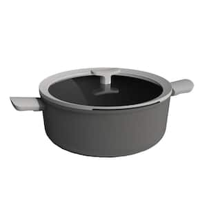 Leo 6.5 qt. Aluminum Nonstick Stock Pot in Grey with Glass Lid