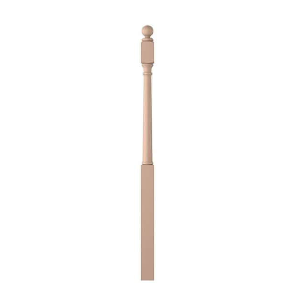 3 in. D x 3 in. W x 57.75 in. H  Unfinished Maple Wood Long Utility Ball Top Newel