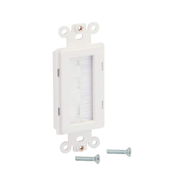 1-Gang Brushed Pass-Through Plastic Wall Plate Insert, White