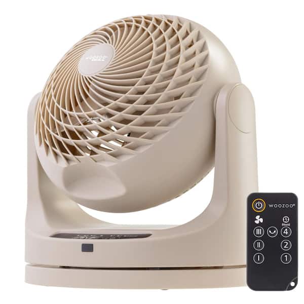 null Woozoo 9 in. 3 Speed Oscillating Vortex Desk Fan with Remote Control, Latte