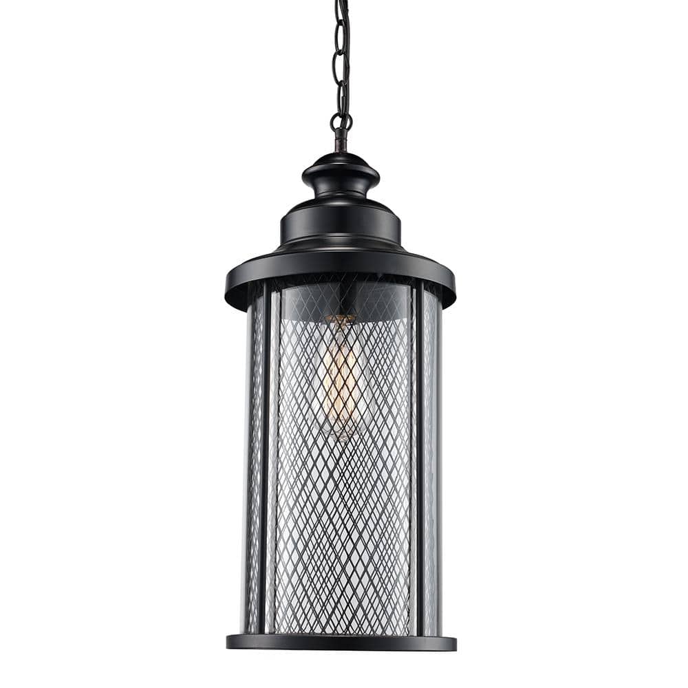 Stewart Black Glass Industrial Outdoor Hanging Lantern