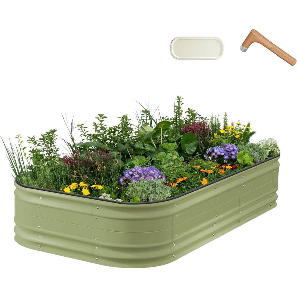 Olive Green 17" Tall Modular Metal Outdoor Raised Garden Bed