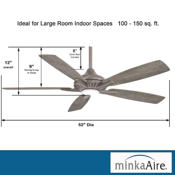 Minka-Aire Dyno 52 " LED Indoor Burnished Nickel Ceiling Fan w/Remote Control 