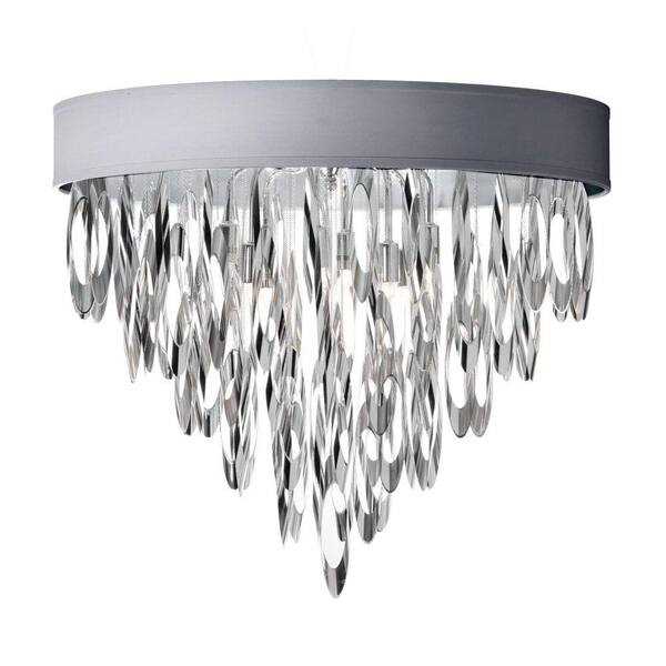Radionic Hi Tech Allegro 4-Light Polished Chrome Flushmount Chandelier with Silver Shade