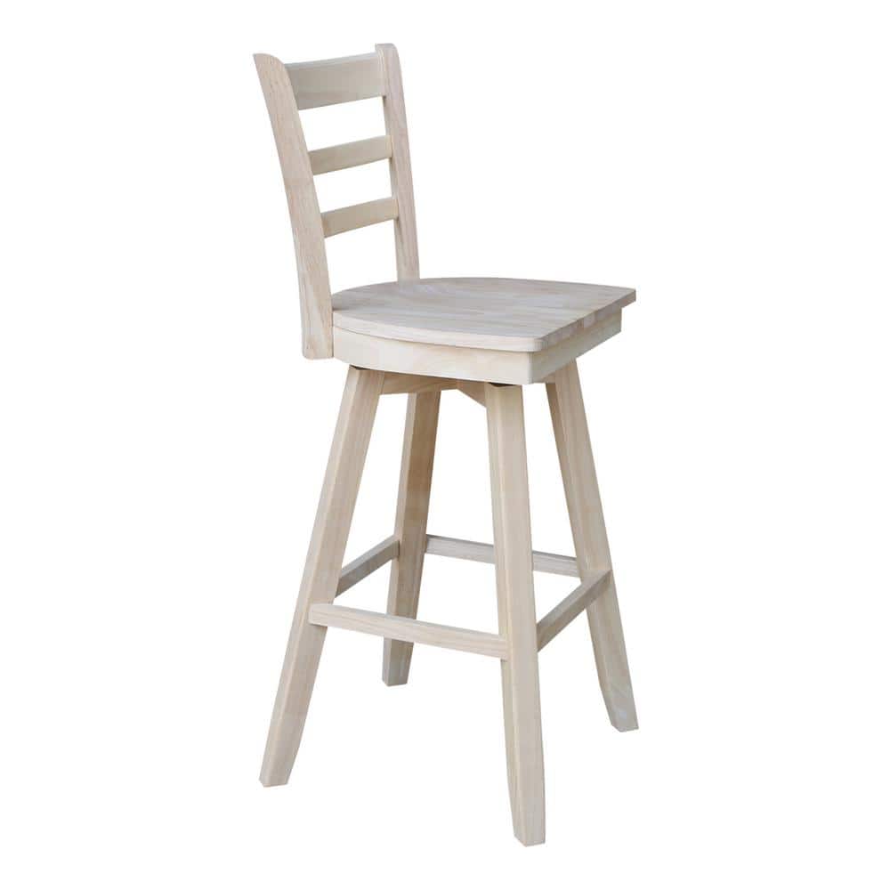 Emily Unfinished Wood Swivel Bar Height Stool