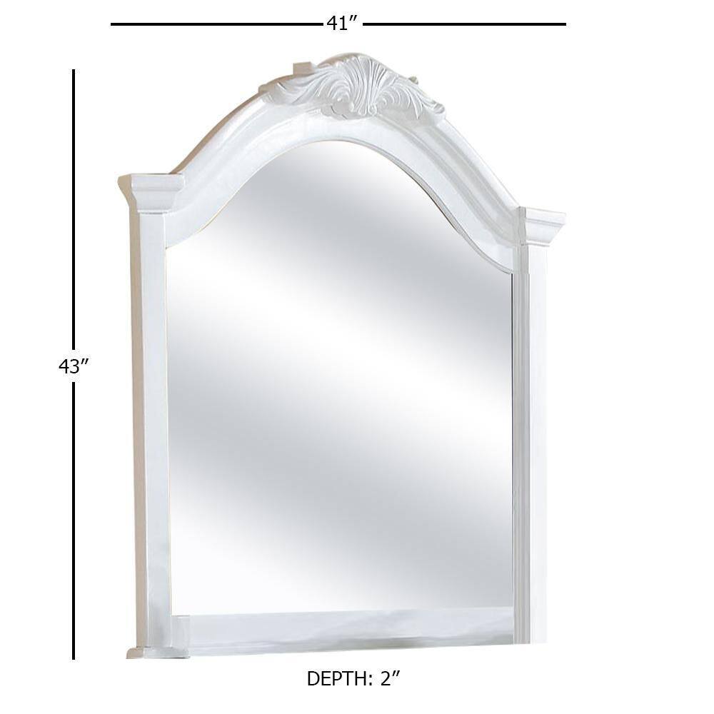 White Wood Rectangular Kids Dresser Mirror