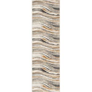 Verity Davina Grey Rust 2 ft. 3 in. x 7 ft. 3 in. Modern Abstract Area Rug
