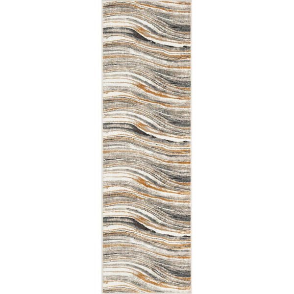 Well Woven Verity Davina Grey Rust 2 ft. 3 in. x 7 ft. 3 in. Modern Abstract Area Rug