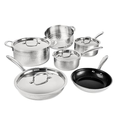 Velaze 14-Piece Stainless Steel Cookware Set Pot and Pan Sets with Saucepan  Casserole Casserole Pan with Glass Lid VLZ-GA-14 - The Home Depot