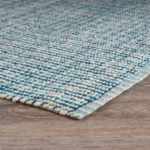 Blue/Ivory 7 ft. 9 in. x 9 ft. 9 in. Jute Blend Striped LR81434 Indoor Area Rug