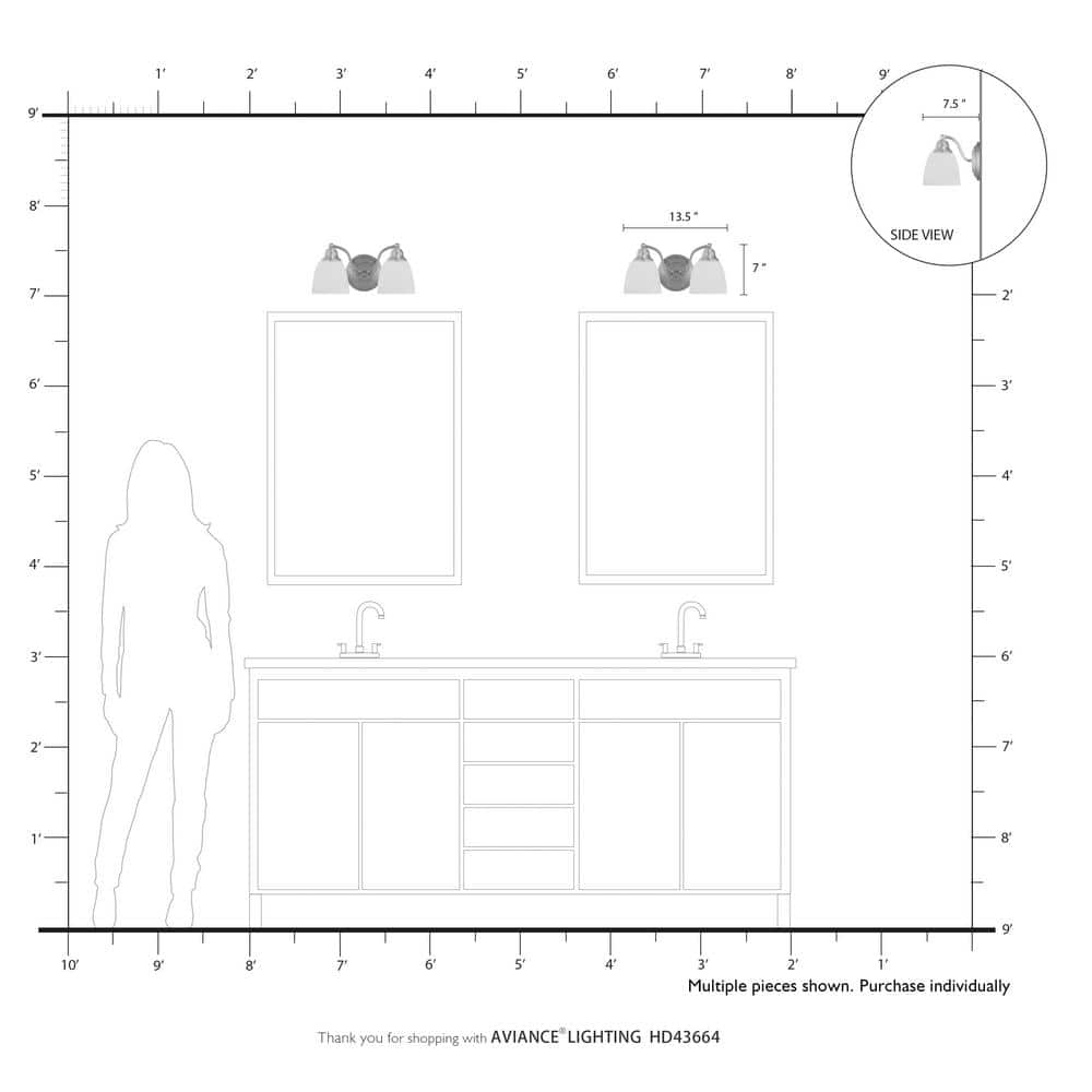 Elegant Brushed Nickel 2-Light Vanity with Satin Opal White Glass