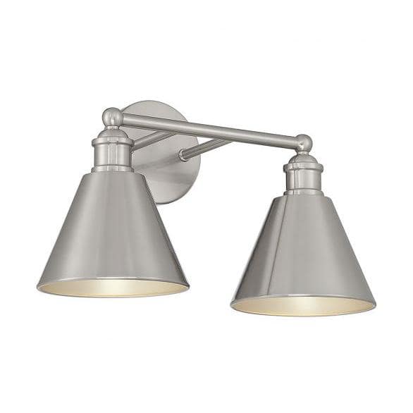 Brushed Nickel 2-Light Modern Farmhouse Vanity Light