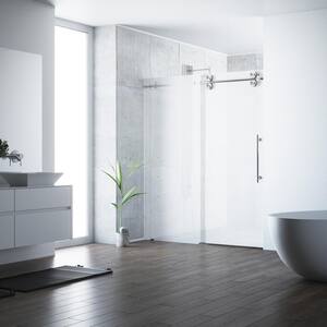 Elan 60 in. x 74 in. Frameless Right-Sliding Frosted Glass Shower Door with Stainless Steel Finish