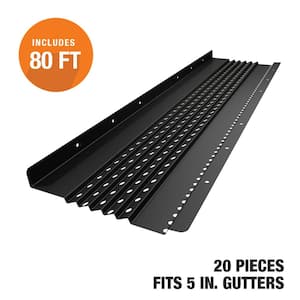 4 ft. L x 5 in. W All-Aluminum Gutter Guard - Black Finish (80 ft. Kit - Nominal)