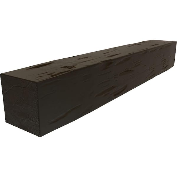 Ekena Millwork 4 in. x 8 in. x 4 ft. Pecky Cypress Faux Wood Beam Fireplace Mantel Natural Espresso