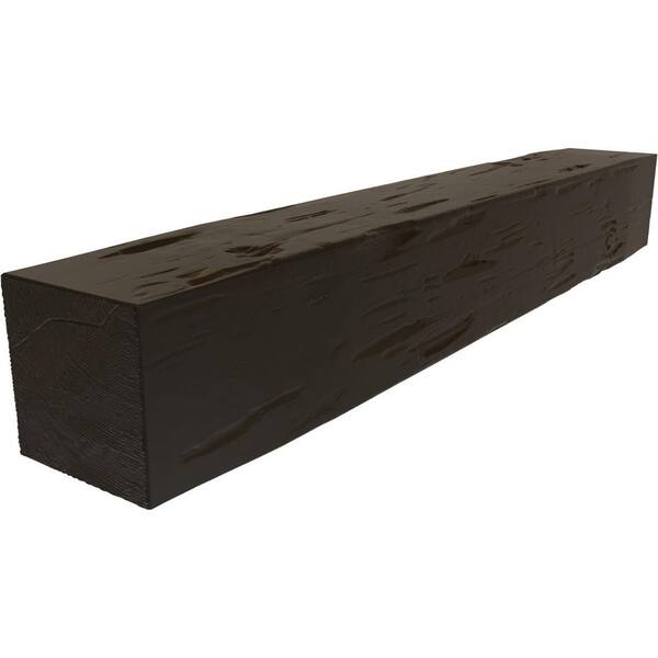 Ekena Millwork 6 in. x 6 in. x 3 ft. Pecky Cypress Faux Wood Beam Fireplace Mantel Natural Espresso